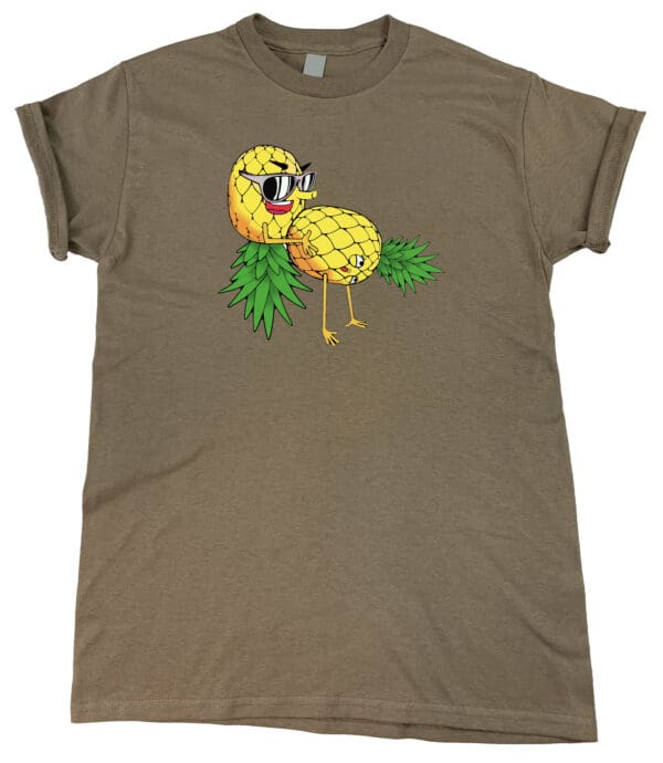 A brown "Pineapple Passion Fiesta" tee.